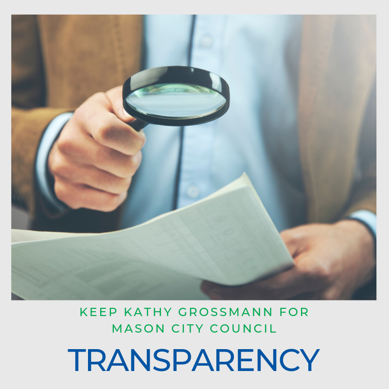 Kathy Grossmann Mason City Council Transparency Accomplishments